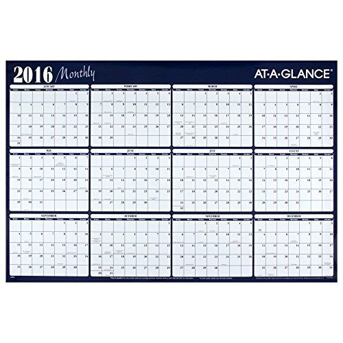 At-A-Glance AT-A-GLANCE Erasable Wall Calendar 2016, 12 Months, Reversible,