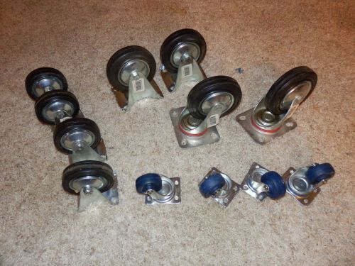 Lot of 12 Swivel and Non Swivel Casters 3&#034;, 4&#034;, and 1 1/2&#034; Swivel and Rigid