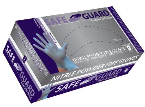 SAFEGUARD Nitrile Powder Free Gloves, Blue, Small, 1000 Count