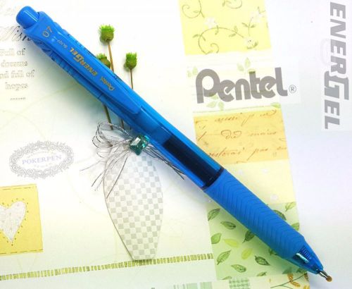 2 pcs Pentel Ener Gel BL-107 retractable 0.7mm roller ball pen Sofe BLUE ink