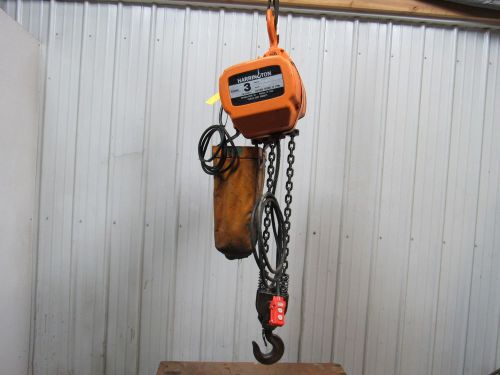 Harrington es3-615 3 ton electric chain hoist 15&#039;lift 17fpm 220/440v 12&#039;pendant for sale