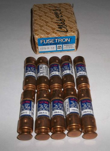 Bussmann FRN-R-12 Fusetron Time Delay Fuse - Brand New Box of 10 Total NOS