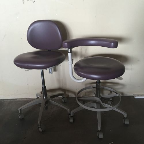 Adec 1601 Doctor, 1622 Assistant&#039;s Matching Purple Plum Adjustable Height Stools