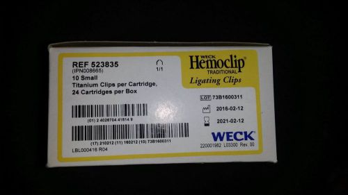 Genuine Weck Hemoclip Small Traditional Titanium Ligating Clips BX/240 523835
