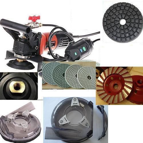 5&#034; variable speed granite wet polisher 20 pad 3 buff 2 coarse cup dust shroud for sale