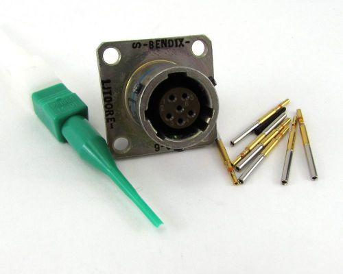 Bendix LJT00RE-9-6S Connector Circular 38999 6POS 22AWG w/ Contacts =NOS=
