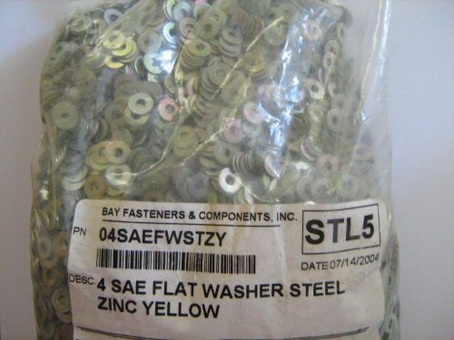 #4 sae flat washer steel zinc yellow bay fasteners 04saefwstzy - lot 1000 pieces for sale