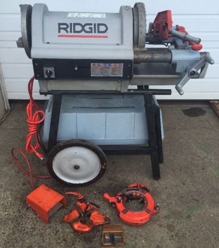 Ridgid 1224 pipe threader rolling stand &amp; 2 die heads 1/2&#034;-4&#034; **nice shape** for sale