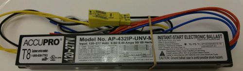 Accupro ap-432ip-unv-m t8 instant start electronic ballast input:120~277 volts for sale