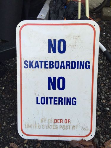 SmartSign Aluminum Sign, &#034;No Skateboarding No Loitering&#034; usps blue white red
