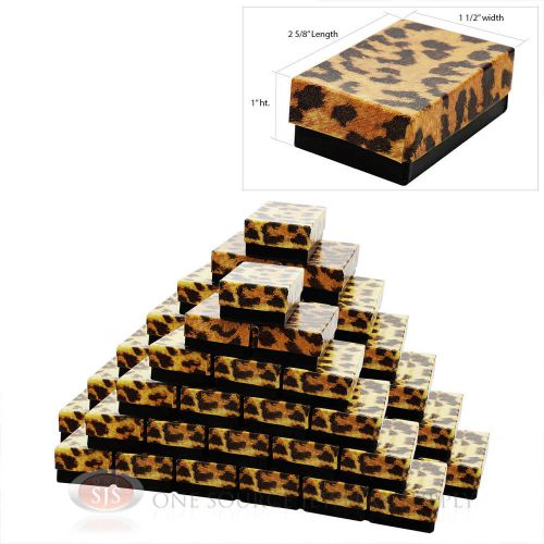 50 leopard print cotton filled jewelry gift boxes 2 5/8&#034; x 1 1/2&#034; charm ring box for sale