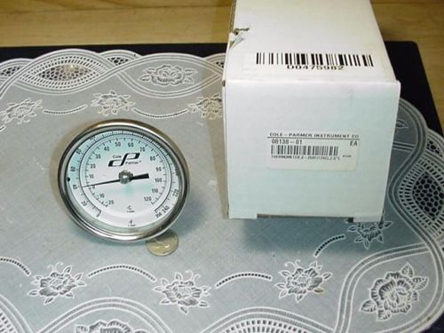 Cole-Parmer 08138-01 3&#034; Thermometer, 0-250F (120C). 2.5 Length, S/S, 1/2 NPT