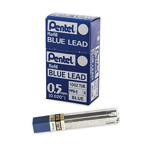 Pentel Refill Lead Blue (0.5mm) Medium 12 Pcs/Tube, 12 Tubes of Lead (PPB-5)