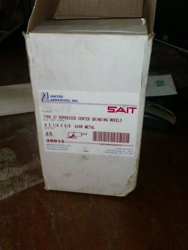 Sait / united abrasives, edp #20013type 27 4 x 1/4 x 5/8 a24r metal grd wheels for sale