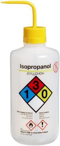 Nalgene 2425-1004 LDPE Right-To-Know Isopropanol Safety Wash Bottle, 1000mL Pack