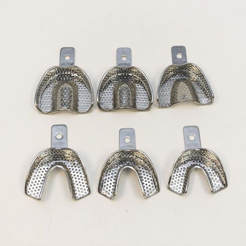 Dental stainless steel perforated impression trays autoclavable set of 6 for sale