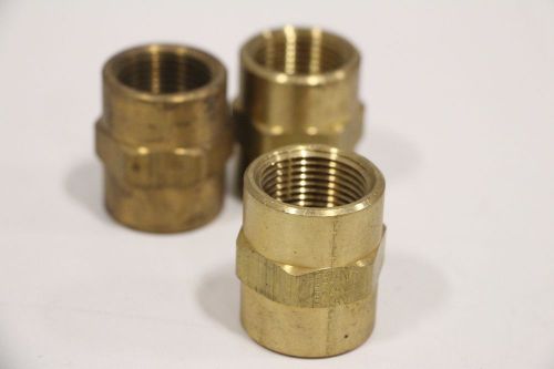 Lot of (3) Eaton Brass 1&#034; Hex NPT Threaded Female Coupling Connector Fitting
