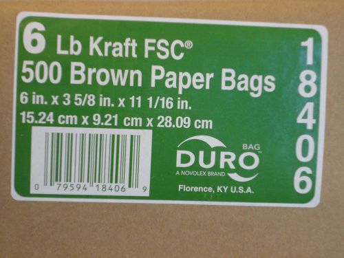 6 Lb Duro 18406 Brown Grocery Paper Bags 500 Pack 6 x 3 5/8 x 11 1/16 in.