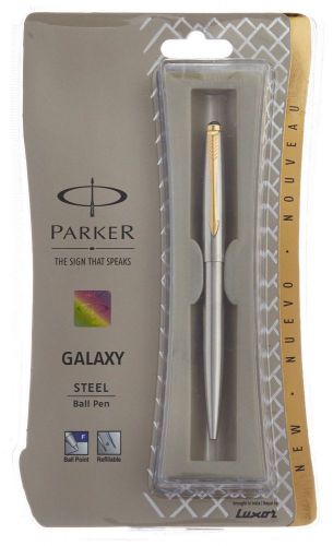 New parker galaxy steel ss gt (gold trim) ball pen for sale