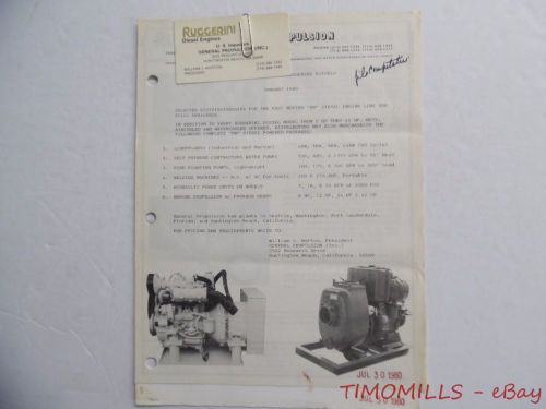 c.1980 RUGGERINI Italian Diesel Engine Motor Catalog Brochure Lot Vintage