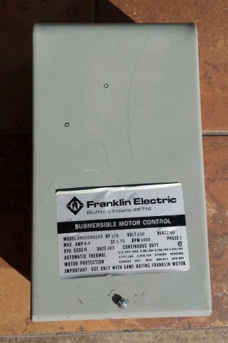 Franklin Electric Submersible Motor Control # 2801030103 Volt 230 Electrical Box