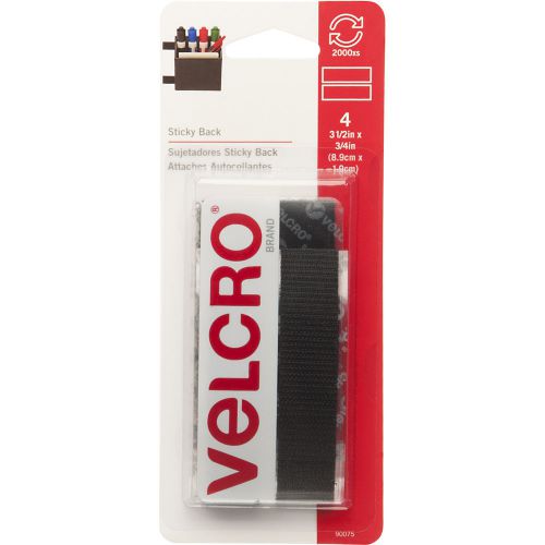 Velcro(r) brand sticky back tape 3/4&#034;x3-1/2&#034; 4/pkg-black for sale