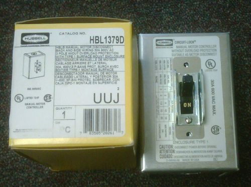 HUBBELL HBL1379D MANUAL MOTOR DISCONNECT CONTROLLER SWITCH, 30A/20HP, 600V NEW