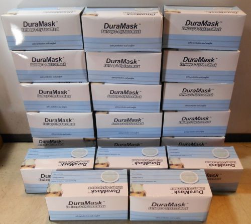 LOT OF 1000 ( 20 boxes w/ 50 per box ) DuraMask DISPOSABLE EARLOOP FACE MASK