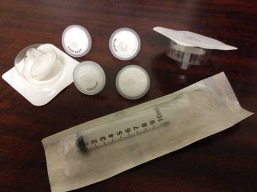 Sterile Syringe Filters PTFE 0.2um WITH Sterile Plastic Luer Lock 10ml Syring...