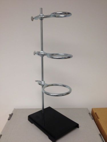 Laboratory Support Stand with 5x8 Inch Base &amp; 3 Support Rings, 3&#034;, 4&#034;, 5&#034;