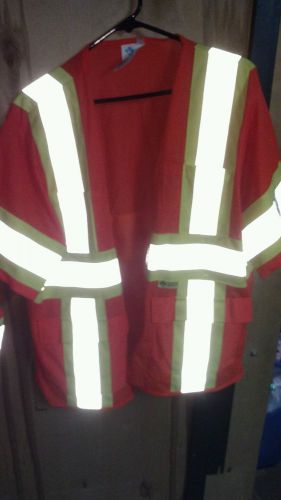 CLASS 2 SAFETY VEST HIGH VISIBILITY REFLECTIVE STRIPS DELUXE ORANGE XL