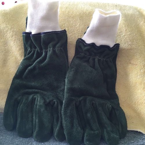 XL Extra Large Green White SEI Leather Firefighter Gloves Turn Out Gear reduced
