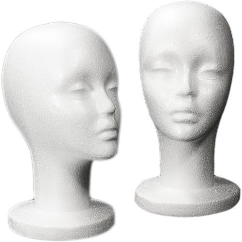 Free Shipping 4 White Female Styrofoam Mannequin Heads - Long Neck