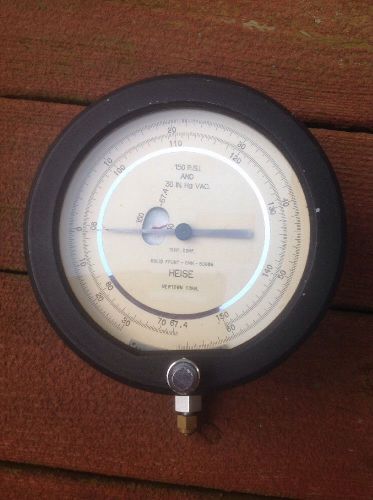 HEISE PRESSURE GAUGE FRONT CMM 50958 Newtown, Conn 7 3/4&#034; Face Works