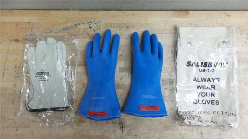 Salisbury gk011bl/9 size 9 class 0 blue rubber electrical glove kit for sale