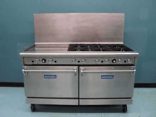 60&#034; Imperial 6 Burners Range with 24&#034; Flat Top Griddle &amp; 2 Standard Ovens Gas