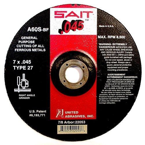 United abrasives sait 22053 type 27 7-inch x .045-inch x 7/8-inch a60s general for sale