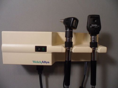 Welch allyn 767 wall mount diagnostic set otoscope / ophthalmoscope w/heads for sale
