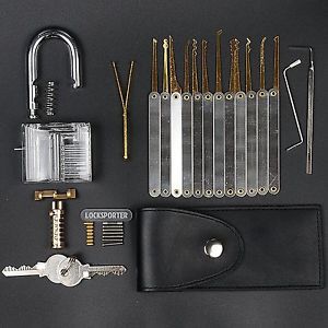 Locksporter 15 piece lock pick set gold edition with clear padlock for sale