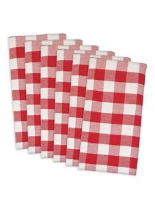 Red &amp; White Checkered Cloth 100% Cotton Napkins - Set Of 6