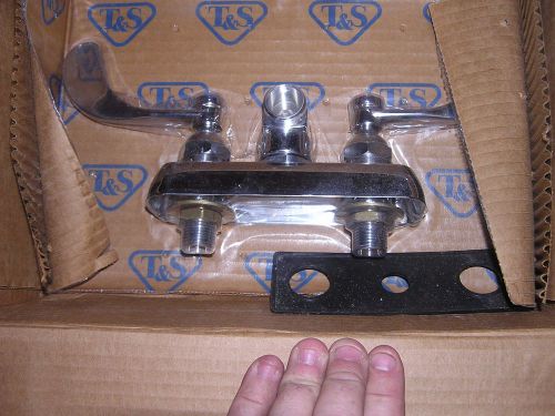T&amp;S Workboard Faucet Wall Mount 4&#034; Centers Lever Handles Less Nozzle B-1115-LN