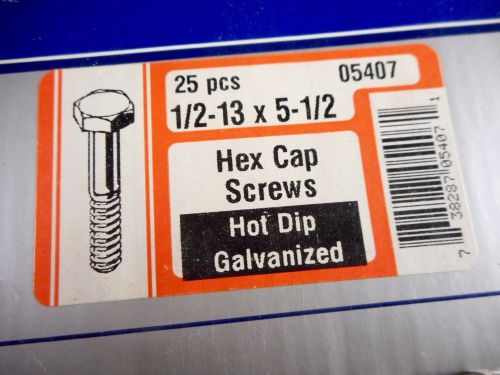 Midwest 1/2-13 x 5 1/2 hex cap screws hot dip galvanized qty 25 - #05407 for sale