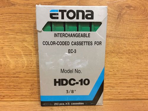 ETONA CASSETTE GREEN HDC-10 HEAVY DUTY STAPLES EC-3 REFILLS 3/8&#034; Pkg 5x Cassette