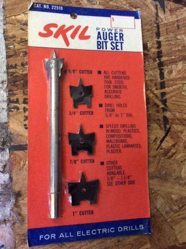 Vintage tools skil Power auger bit set advertising packaging 1&#034;, 7/8, 3/4, 5/8&#034;