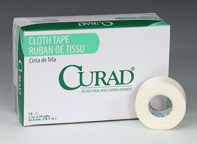 1&#034; x 360&#034; Curad Latex-Free Water Repellent Cloth/Silk Tape (12 Rolls)