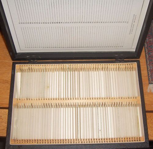 STORAGE CASE WITH 100 GLASS MICROSCOPE SLIDES NO SLIDE COVERS