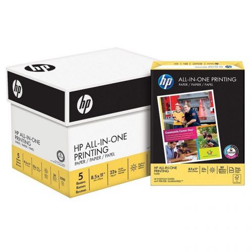 HP All-in-One Copy Paper, 22lb, 92 Bright, 8 1/2&#034; x 11&#034;, 2,500 Sheets