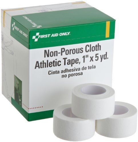First aid only 1&#034; x 5 yd. non-porous cloth athletic tape roll, 10-count box for sale