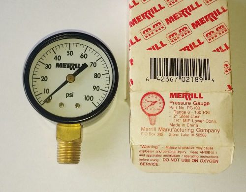 TWO (2) Merrill PG100 Pressure Gauge 0 - 100 PSI NEW