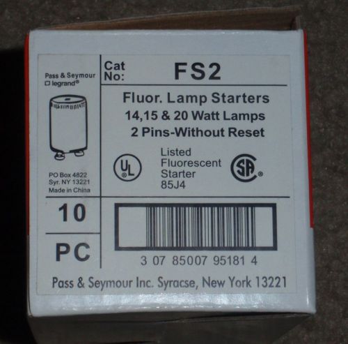 PASS &amp; SEYMOUR FS2 FLUOR. LAMP STARTERS - LOT 0F 6